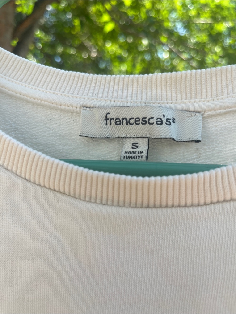 Francesca's Cream Ribbed Crewneck Sweatshirt
